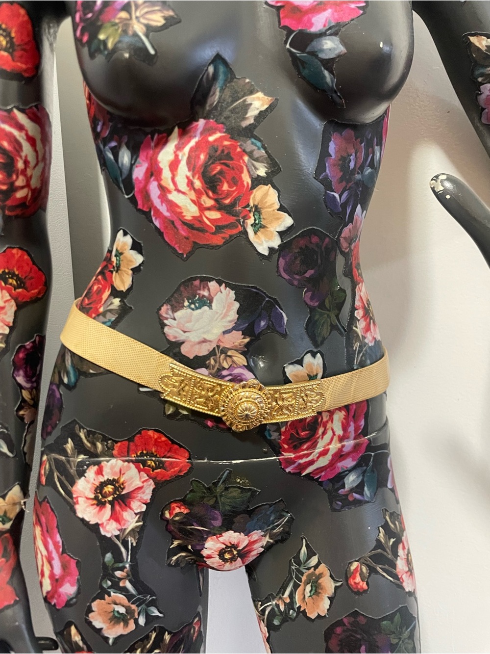Judith Leiber Gold Mesh Waist Belt with Ornate Sunburst Medallion